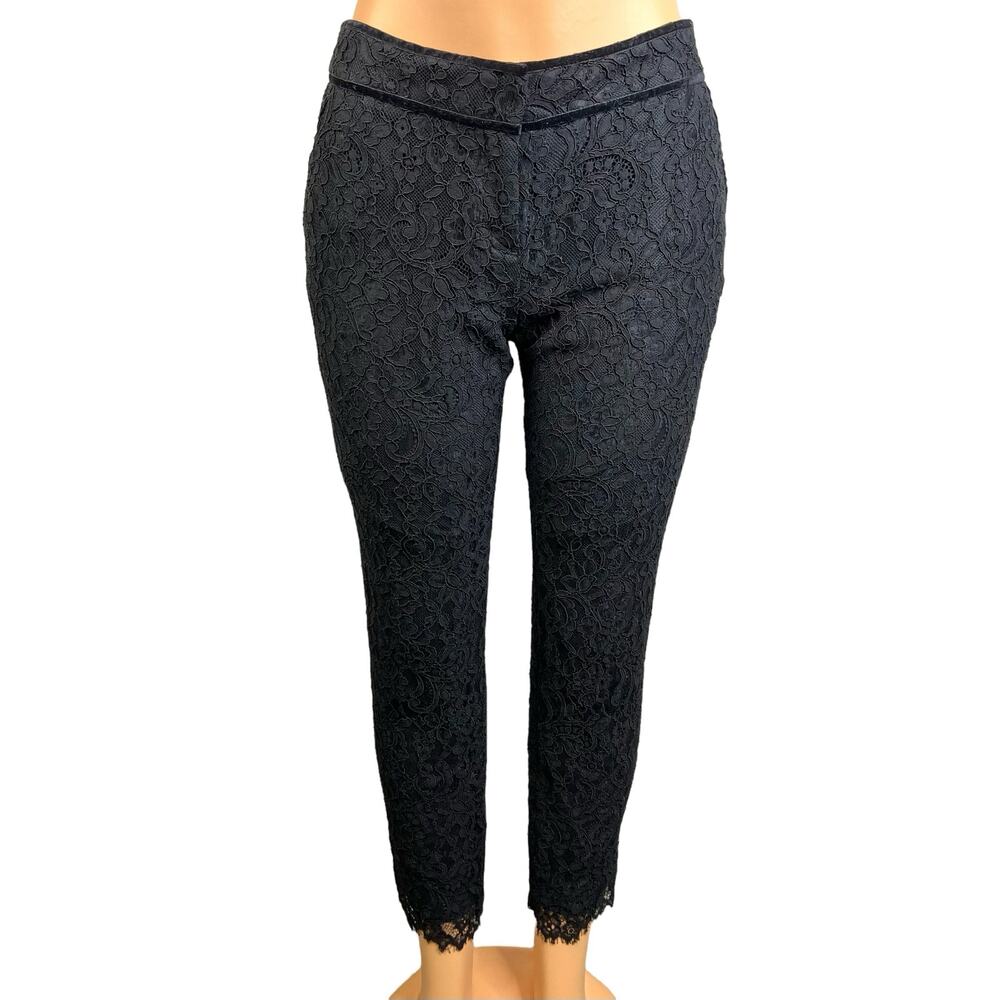 Vineyard Vines Women’s Size 4 Jet Black Slim Lace Ankle Pants Mid Rise Cocktail